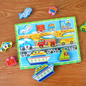 BRINQUEDO DIDÁTICO DE MADEIRA TRANSPORTES COLORIDOS - DMT5734-B