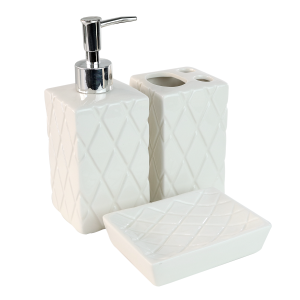 JOGO DE BANHEIRO DE PORCELANA COM 3 PEÇAS 400ML - SXHW5091