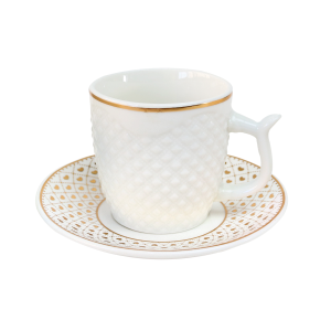 CONJUNTO DE XÍCARAS  E PIRES 90ML  DE PORCELANA COM 12 PEÇAS - PRC01173A-A