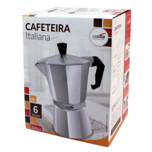 CAFETEIRA TIPO ITALIANA DE ALUMINIO 300 ML PARA 6 XICARAS DE 50 ML - CA11016