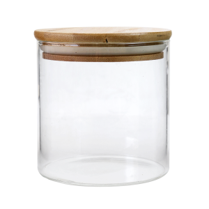POTE DE VIDRO 600 ML COM TAMPA EM BAMBU E VEDAÇÃO DE SILICONE - BF2983