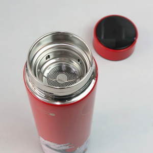 GARRAFA ISOTERMICA AÇO COM INFUSOR E VISOR TOUCH EM LED ESTAMPADA 400ML - GDR0749-D