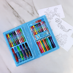 ESTOJO MALETA ESCOLAR COM 48 PEÇAS INMETRO - MT48DINO-E