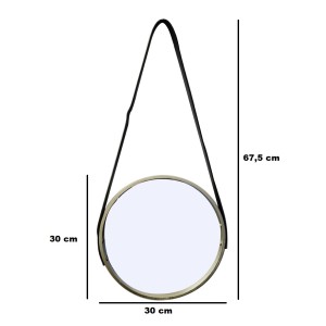 ESPELHO DE PAREDE DE MADEIRA REDONDO 30CM - TRC8054-DOU