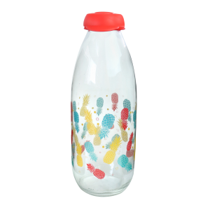 GARRAFA DE VIDRO DECORADA COM TAMPA 1 LITRO - VDA04068-C