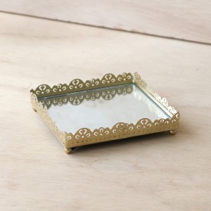 BANDEJA ESPELHADA DE METAL 12X12CM - CZ19592