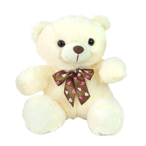 URSINHO DE PELÚCIA COM LAÇO DE POLIESTER 23CM - FC2700-CREME