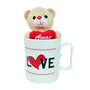 CANECA DE PLÁSTICO 400ML COM URSINHO DE POLIESTER VENTOSA / CHAVEIRO - FC2779-B
