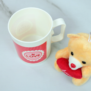 CANECA DE PLÁSTICO 400ML COM URSINHO DE POLIESTER VENTOSA / CHAVEIRO - FC2779-C