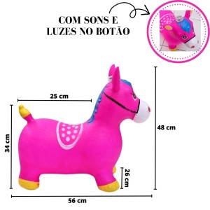 CAVALINHO UPA UPA DE BORRACHA COM SOM E LUZ 49X26X56CM - 9116-PK