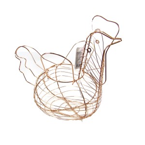 PORTA OVOS DE METAL EM FORMATO DE GALINHA GOLD ROSE 27X24CM - 97567