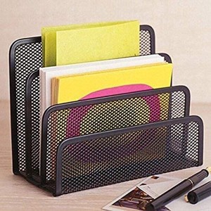 SUPORTE DE METAL ORGANIZADOR DE PAPÉIS PARA MESA COM 3 DIVISÕES - BK210