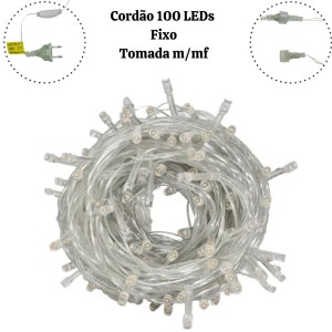 CORDÃO 100 LEDS FIXO WM FIO TRANSPARENTE TOM MF USO INTERNO 127V - 19013
