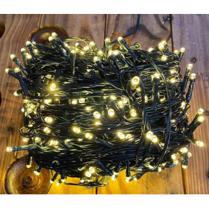 CORDÃO 500 LEDS WARM E 01 FONTE 31 V PISCA COM CONTROLE BIVOLT - 31008