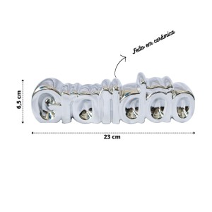 ENFEITE DECORATIVO COM A PALAVRA GRATIDÃO EM RESINA - 2820-PTA