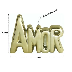 ENFEITE DECORATIVO DE CERÂMICA COM A FRASE AMOR 11X8CM - 2617-DOU
