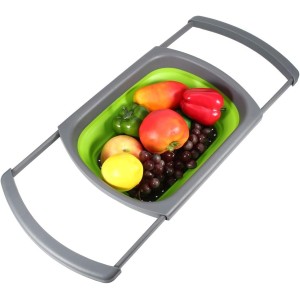 ESCORREDOR AJUSTÁVEL PARA FRUTAS E LEGUMES DE SILICONE 26X38,8CM - 2651-VD
