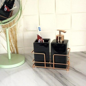 JOGO DE BANHEIRO DE PORCELANA COM SUPORTE 3 PÇS - 2478