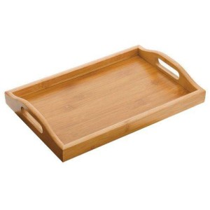 BANDEJA EM BAMBU COM ALÇA PARA SERVIR 30X40 CM RETANGULAR - 97039