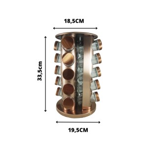 PORTA TEMPERO GIRATÓRIO COM SUPORTE REDONDO COBRE COM 20 PÇS - BF4068