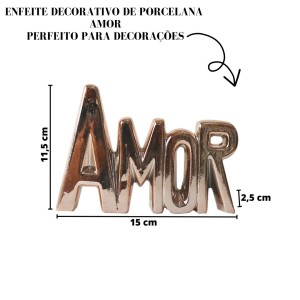 ENFEITE DE PORCELANA COM A FRASE AMOR  11X15 - CZ19506-GR