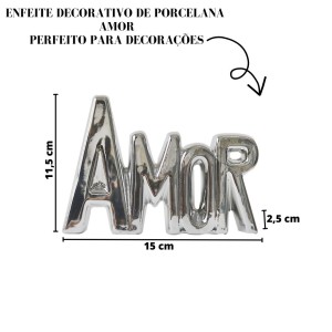 ENFEITE DE PORCELANA COM A FRASE AMOR  11X15 - CZ19506-PTA