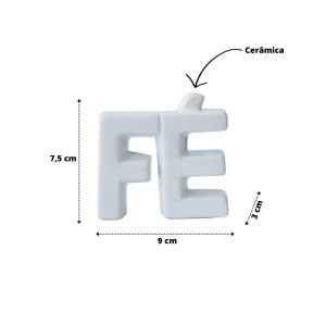 ENFEITE DECORATIVO DE CERÂMICA COM A FRASE FÉ 7X9CM - HD80710-BR