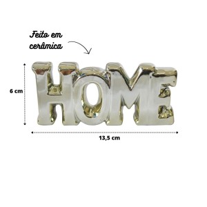 ENFEITE DECORATIVO DE CERÂMICA COM A FRASE HOME 13.5X2X6CM - HD52950-DOU