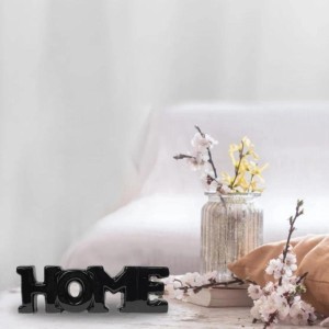 ENFEITE DECORATIVO DE CERÂMICA COM A FRASE HOME - HD80720-PT