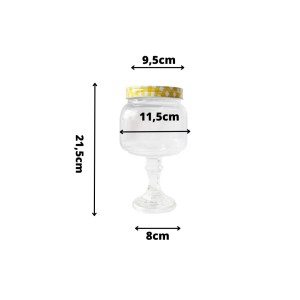 BOMBONIERE DE VIDRO COM PEDESTAL 20CM E TAMPA DE METAL - CA16055-AM