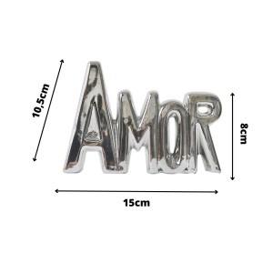 ENFEITE DE CERÂMICA COM A FRASE AMOR 10,5X15CM - GDR0170-PTA