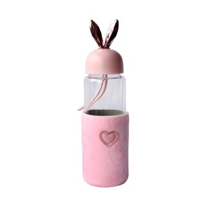 GARRAFA DE VIDRO RABBIT BOTTLE COM CAPA DE VELUDO COM TAMPA E ALÇA - GDR0455-RS