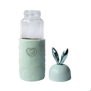 GARRAFA DE VIDRO RABBIT BOTTLE COM CAPA DE VELUDO COM TAMPA E ALÇA - GDR0455-VD