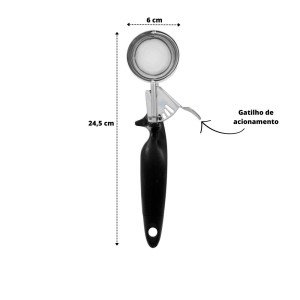 COLHER PARA SORVETE EJETORA EM INOX 24,5 X 6CM - CA08051