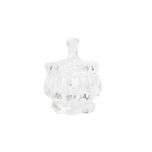 BOMBONIERE DE VIDRO INCOLOR DETALHADO COM TAMPA 9X12CM - HD67111