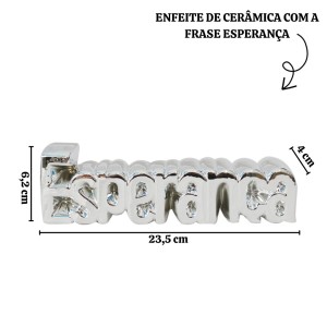 ENFEITE DE CERÂMICA COM A FRASE ESPERANÇA 6.2X23.5CM - GDR0446-PTA