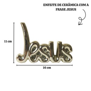 ENFEITE DE CERÂMICA COM A FRASE JESUS 11X16CM - GDR0162-DOU