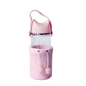 GARRAFA DE VIDRO FOX BOTTLE COM CAPA DE VELUDO COM TAMPA E ALÇA - GDR0454-RS