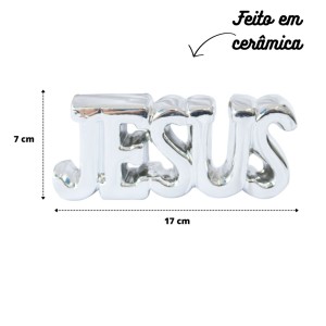 ENFEITE DECORATIVO DE CERÂMICA COM A FRASE JESUS 17X4X7CM - HD80717-PTA