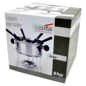 JOGO DE FONDUE DE INOX COM 10 PEÇAS 800ML- CA12134