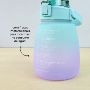 GARRAFA DE PLÁSTICO REDONDA COM CANUDO E ALÇA 1200ML - F1903-VD