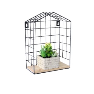 PRATELEIRA DECORATIVA DE METAL E MADEIRA 19,5X27X10CM - 97092