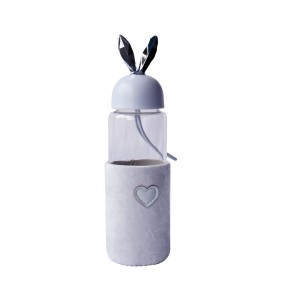 GARRAFA DE VIDRO RABBIT BOTTLE COM CAPA DE VELUDO COM TAMPA E ALÇA - GDR0455-LL