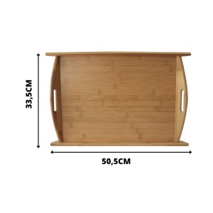 BANDEJA DE BAMBU RETANGULAR COM ALÇA NA LATERAL  33X50CM - TRC8097