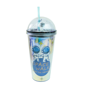 COPO COM LED PLÁSTICO E CANUDO PERSONAGEM ASTRONAUTA 450ML - GDR0786-B