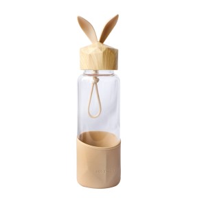 GARRAFA DE VIDRO RABBIT BOTTLE COM CAPA DE SILICONE E TAMPA PLÁSTICA - GDR0458-SAL