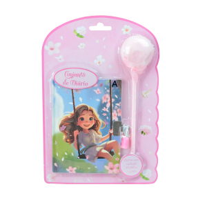 DIÁRIO DA MENINA NO BALANÇO COM CADEADO E CANETA POMPOM 48 FOLHAS - SXFS14068-A