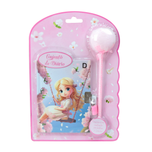 DIÁRIO DA MENINA NO BALANÇO COM CADEADO E CANETA POMPOM 48 FOLHAS - SXFS14068-D