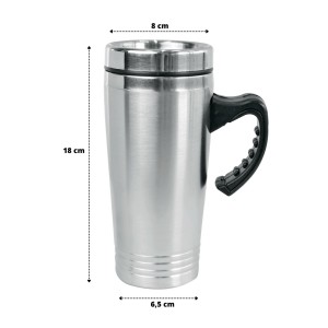 CANECA INOX COM TAMPA ALCA EM PLASTICO 450 ML -YN44