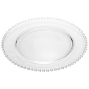 SOUSPLAT DE VIDRO TRANSPARENTE COM DETALHES NA BORDA 32CM - N57676